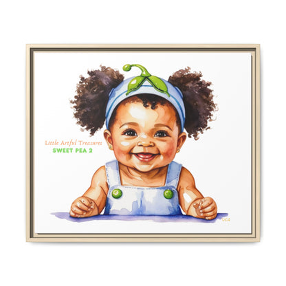 "Little Artful Treasures" Collection - Framed Canvas Print — "Sweet Pea 2" Baby Portrait by vca