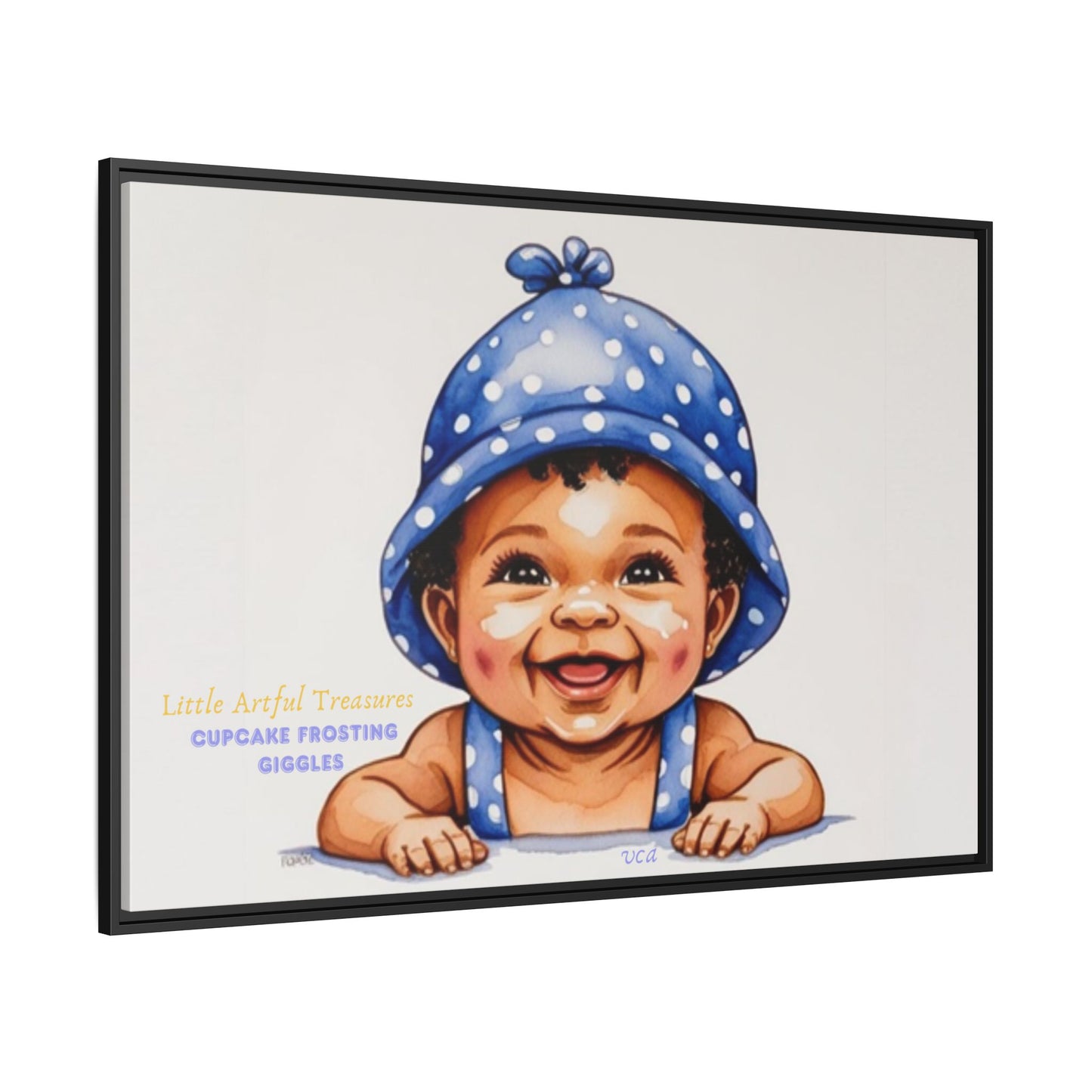 "Little Artful Treasures" Collection - 'Cupcake Frosting Giggles' by vca - Framed Baby Wall Art (Matte Canvas)