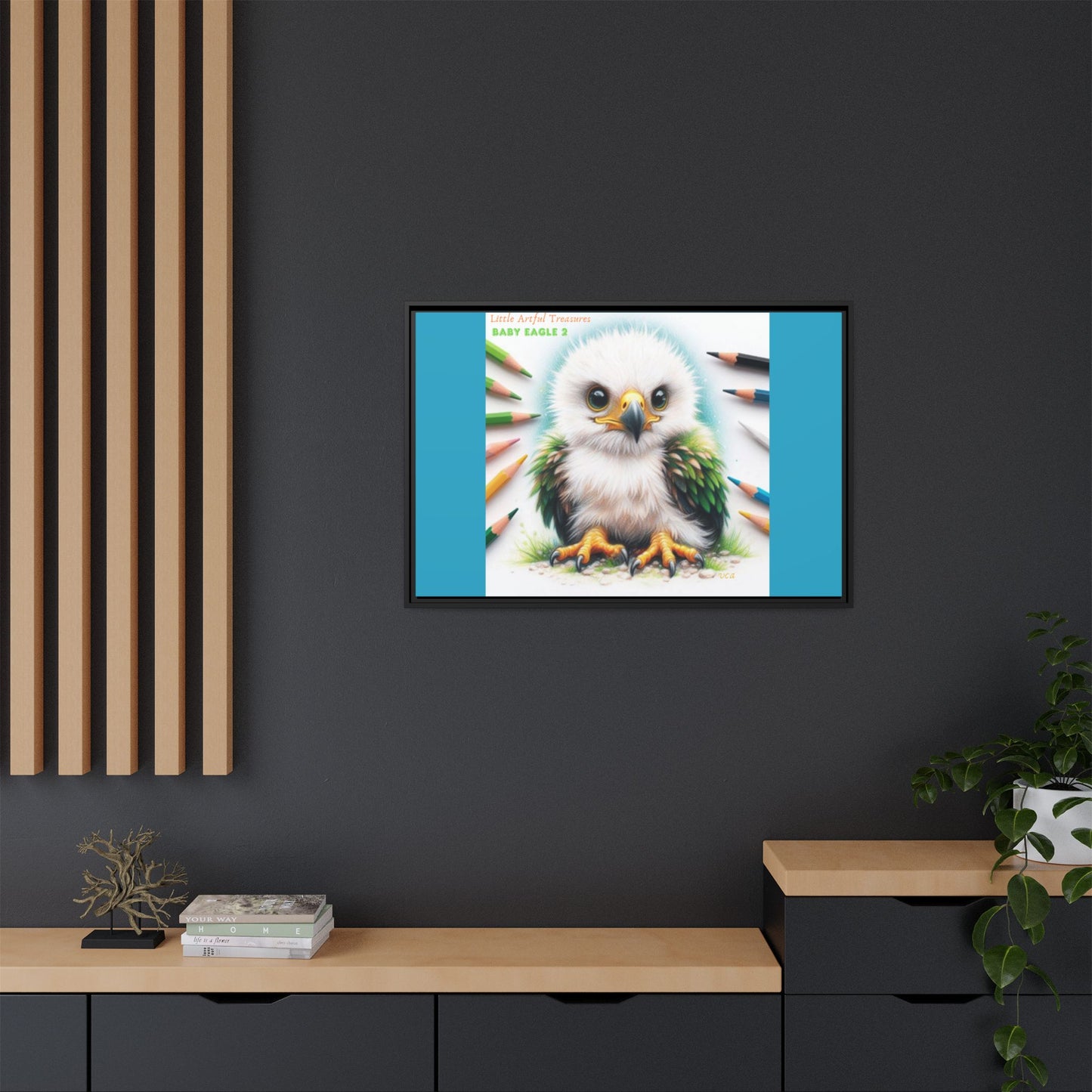 "Little Artful Treasures" Collection - Framed Canvas Wall Art — "Baby Eagle 2" by vca