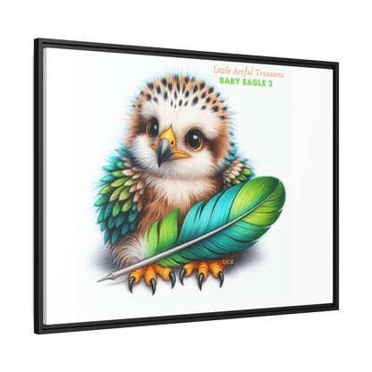 "Little Artful Treasures" Collection - Framed Canvas Wall Art— 'Baby Eagle 3 with Eagle Feather' by vca
