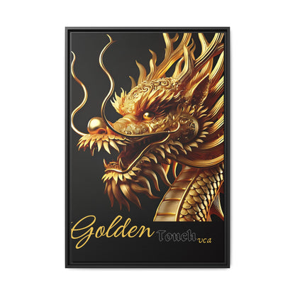 "Golden Touch" Collection - Framed 'Golden Dragon' Designer Canvas Wall Art by vca