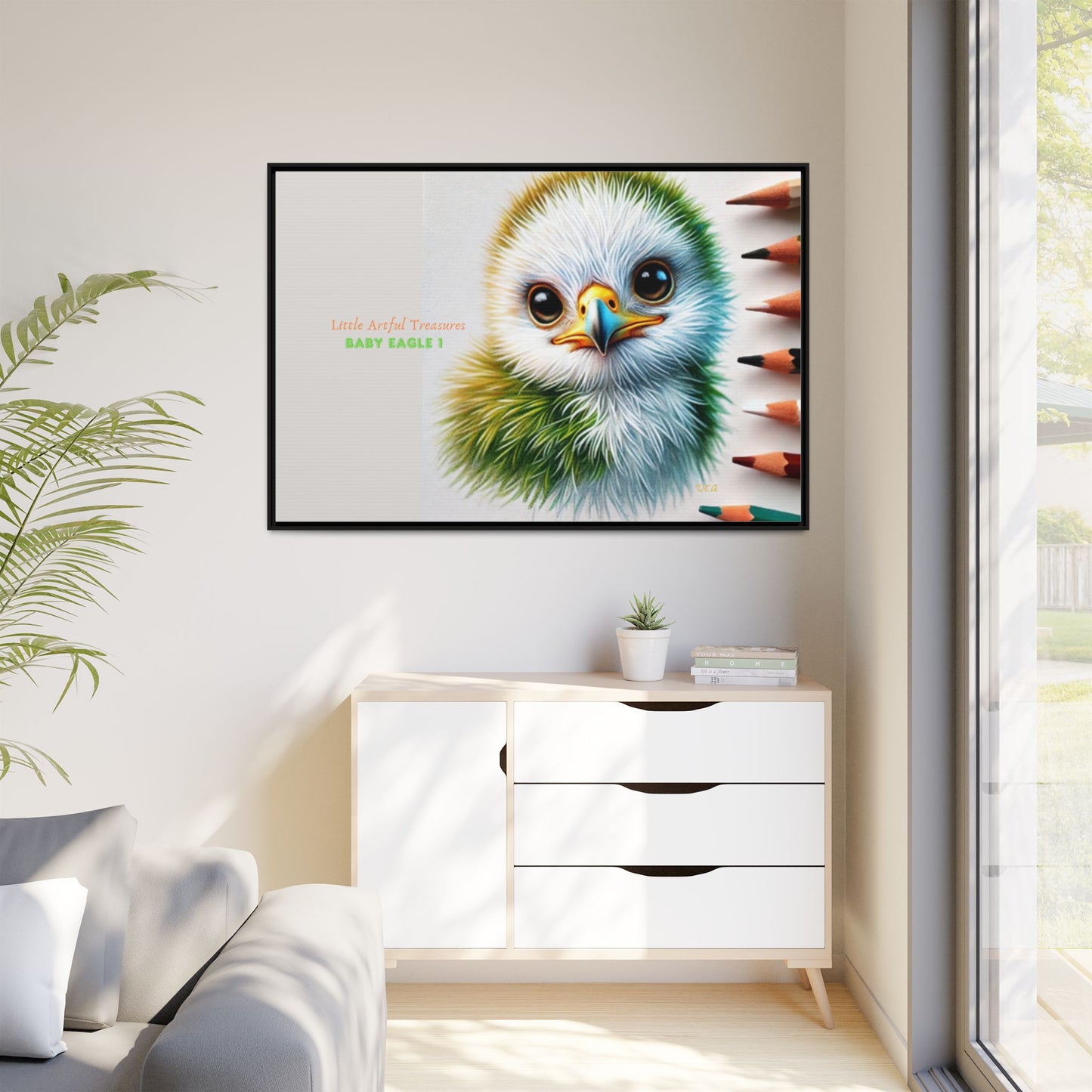 "Little Artful Treasures" Collection - Framed Matte Canvas - 'Baby Eagle 1' by vca