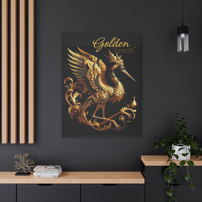 "Golden Touch" Collection - Canvas Wall Art - '24K Crane' by vca