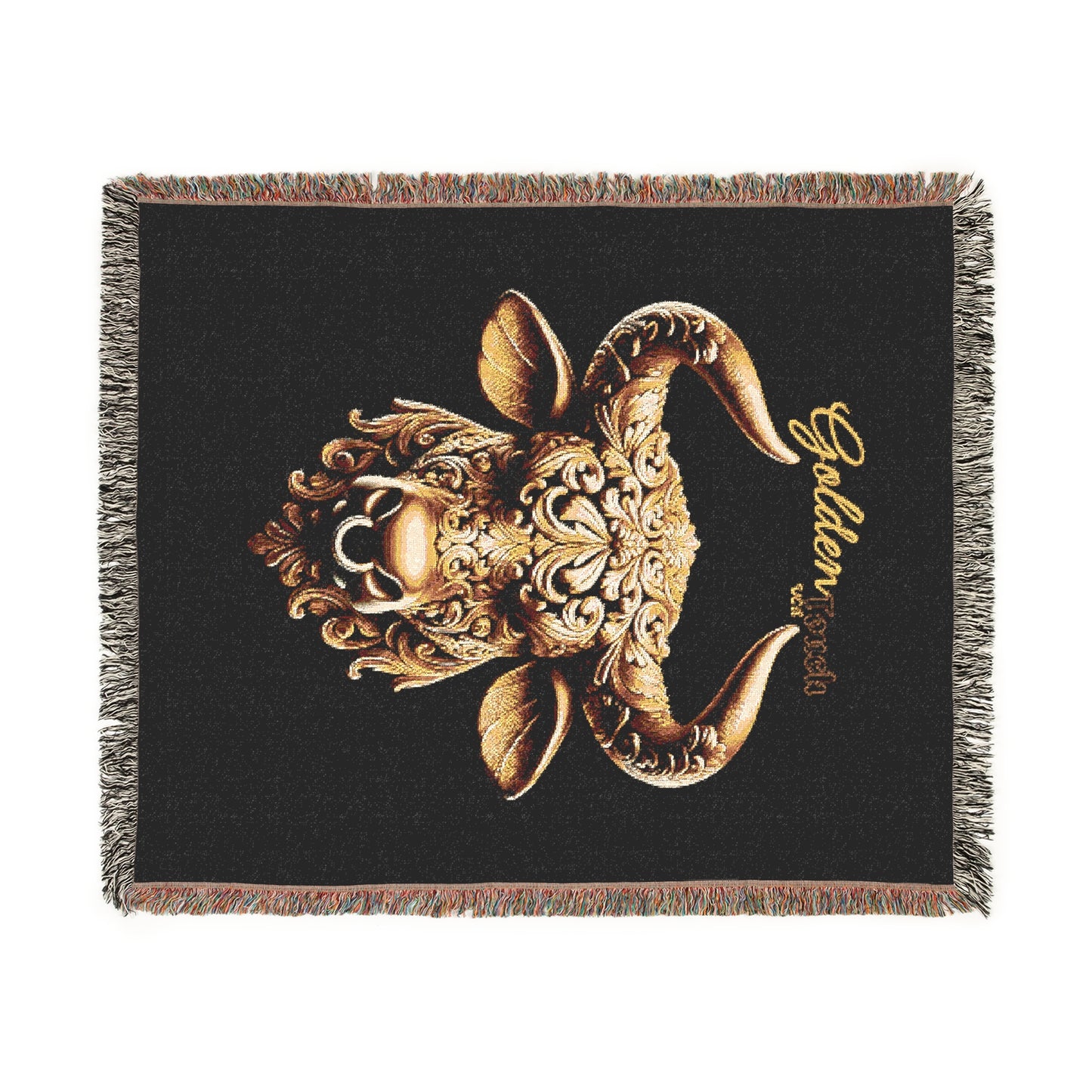 "Golden Touch" Collection - 'TaurusHead2' design by vca - Designer Woven Blanket
