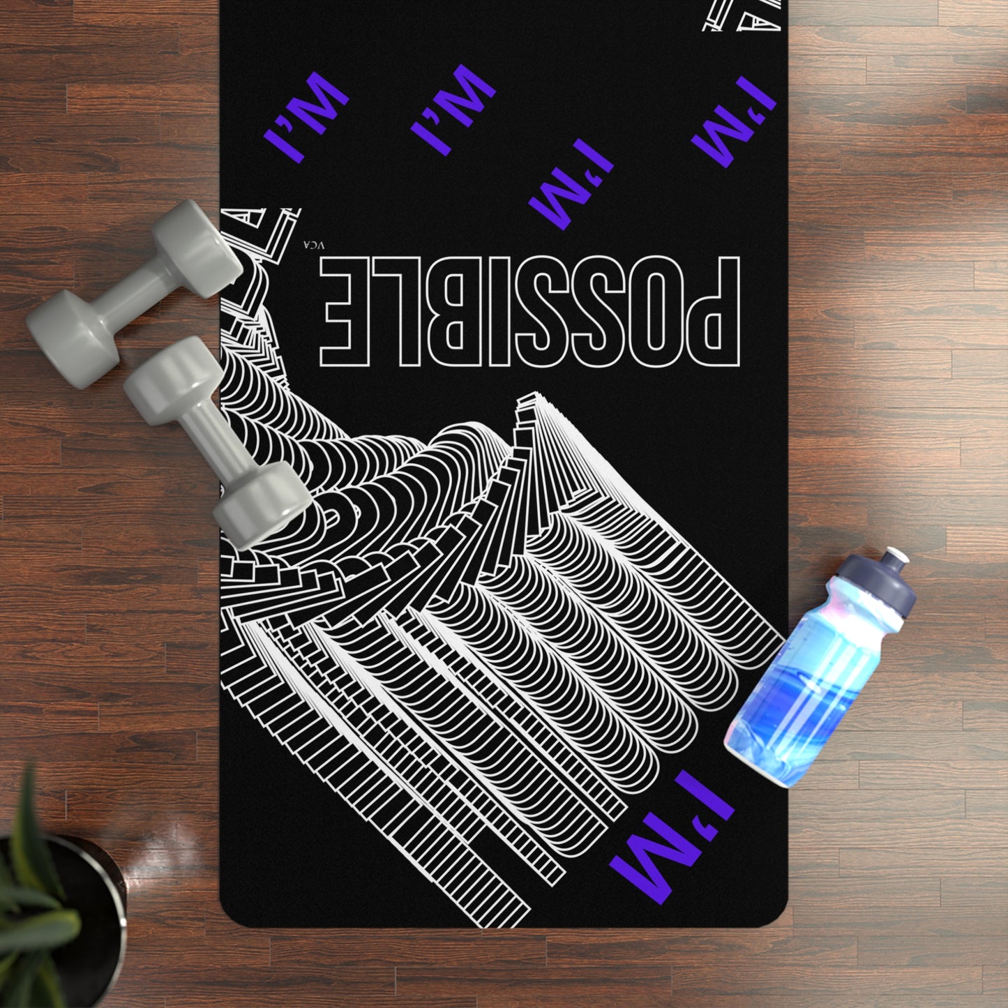 "Elevated Style" Collection - Inspirational Rubber Designer Yoga Mat "I'M POSSIBLE" by vca