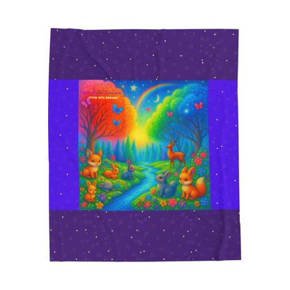 "Little Artful Treasures" Collection - Velveteen Plush Blanket - Cozy Throw - 'Vivid Nite Dreams' by vca