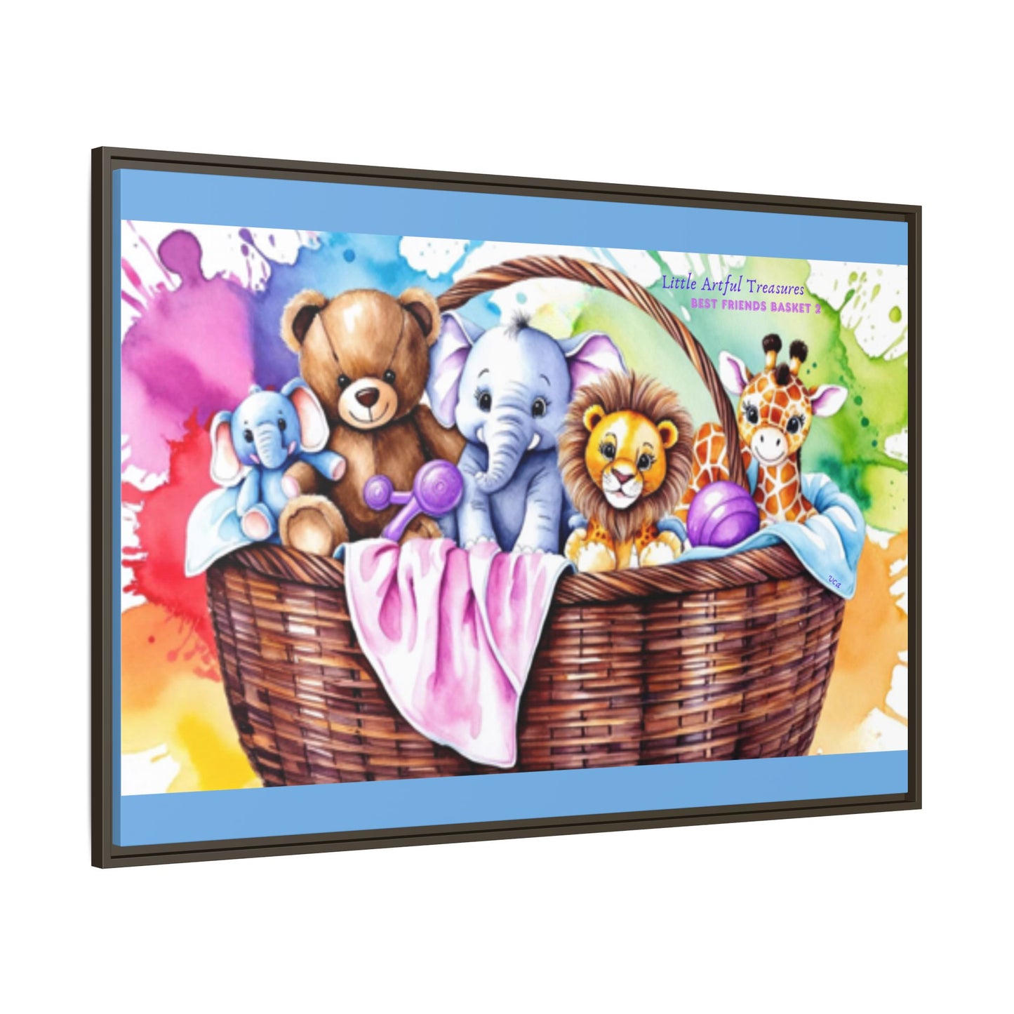 "Little Artful Treasures" Collection - Framed Nursery Canvas Wall Art — 'Best Friends Basket 2' by vca