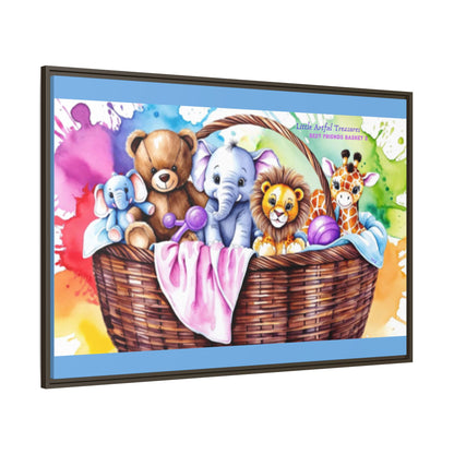 "Little Artful Treasures" Collection - Framed Nursery Canvas Wall Art — 'Best Friends Basket 2' by vca
