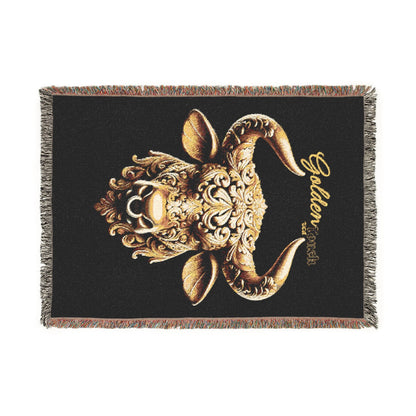 "Golden Touch" Collection - 'TaurusHead2' design by vca - Designer Woven Blanket