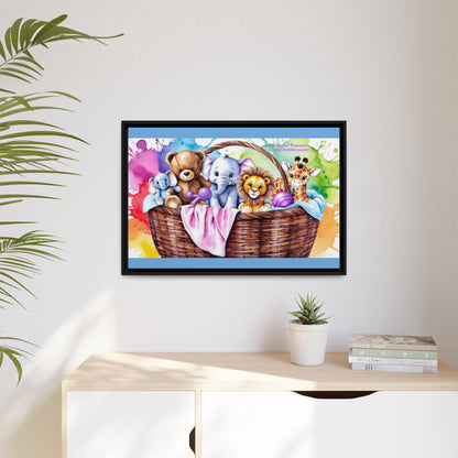 "Little Artful Treasures" Collection - Framed Nursery Canvas Wall Art — 'Best Friends Basket 2' by vca