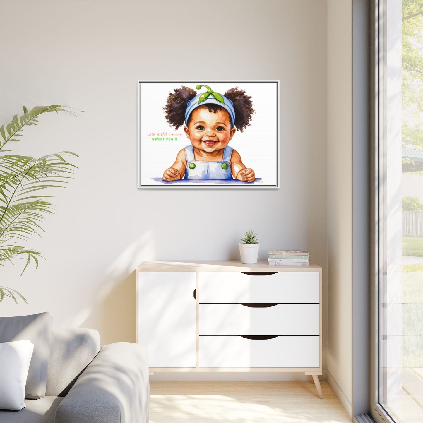 "Little Artful Treasures" Collection - Framed Canvas Print — "Sweet Pea 2" Baby Portrait by vca