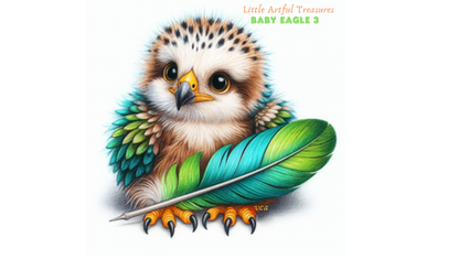 "Little Artful Treasures" Collection - Framed Canvas Wall Art— 'Baby Eagle 3 with Eagle Feather' by vca