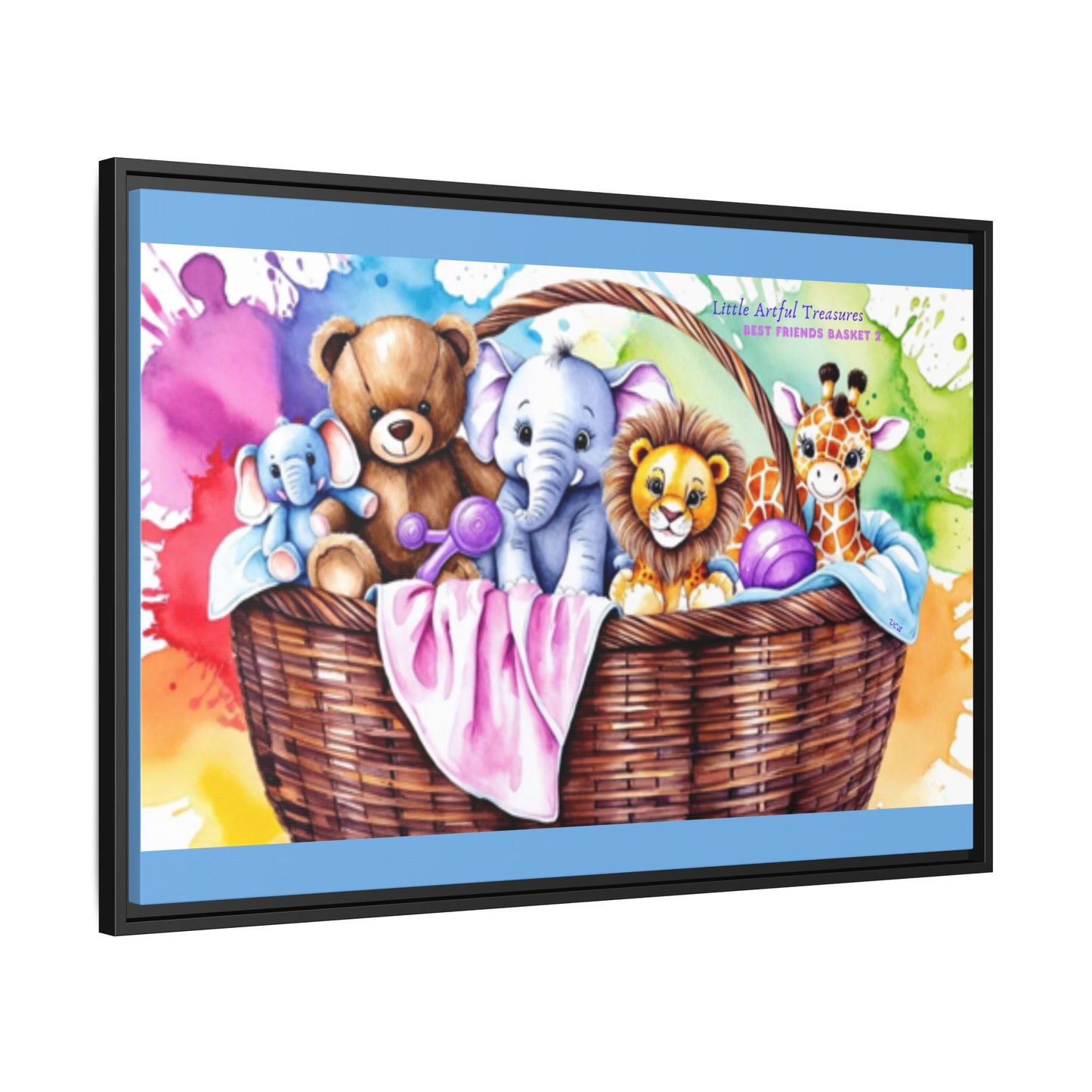 "Little Artful Treasures" Collection - Framed Nursery Canvas Wall Art — 'Best Friends Basket 2' by vca