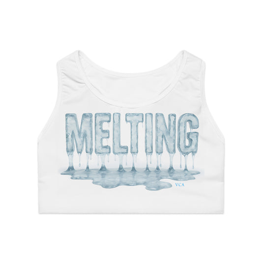 "Elevated Style" Collection - 'Melting' Ice Designer Sports Bra (White) - by vca