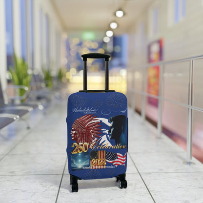 'Legacy of Liberty' Collection - Luggage Cover by vca —250th Anniversary -- Semi‑Quincentennial Travel Accessory, 2-sided - Blue