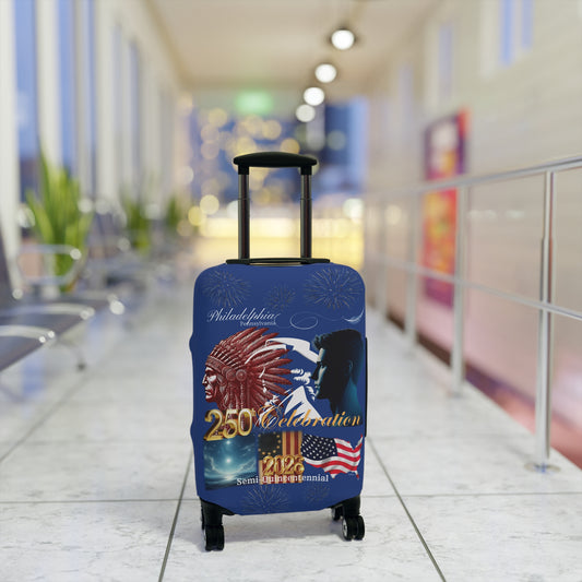 'Legacy of Liberty' Collection - Luggage Cover by vca —250th Anniversary -- Semi‑Quincentennial Travel Accessory, 2-sided - Blue