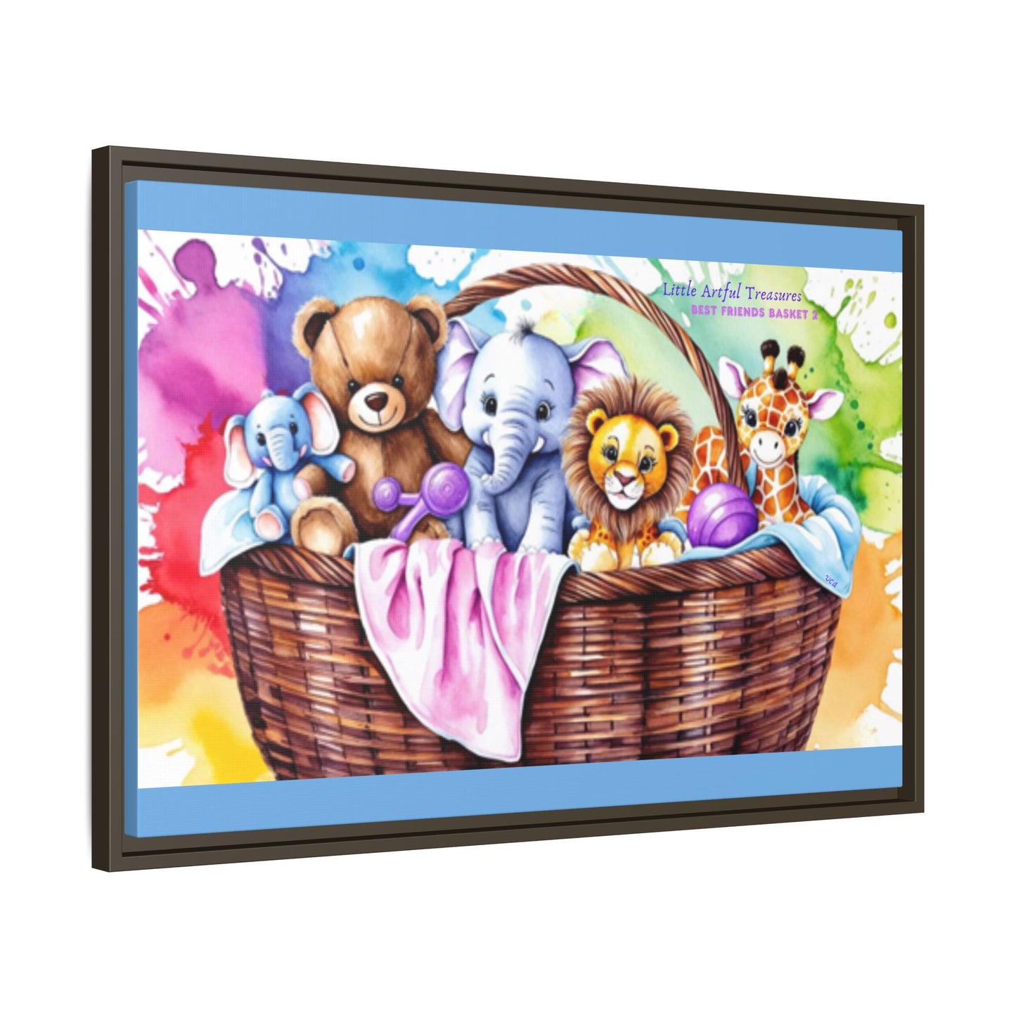 "Little Artful Treasures" Collection - Framed Nursery Canvas Wall Art — 'Best Friends Basket 2' by vca