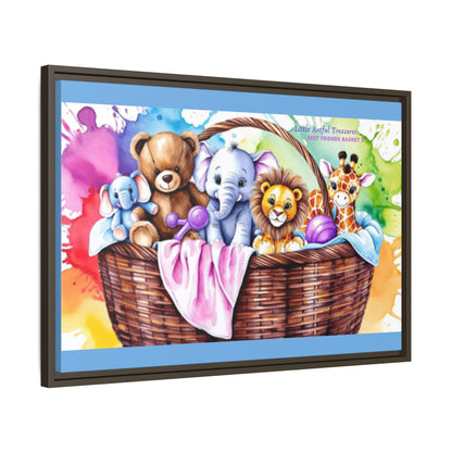 "Little Artful Treasures" Collection - Framed Nursery Canvas Wall Art — 'Best Friends Basket 2' by vca