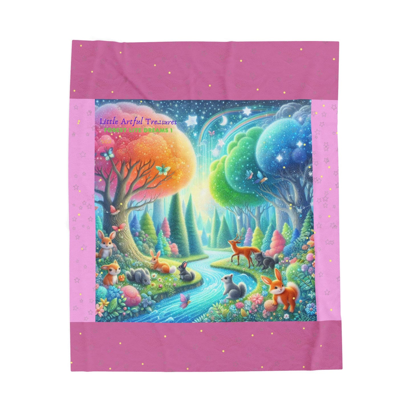 "Little Artful Treasures" Collection - Plush Blanket, Velveteen Throw — 'Forest Lite Dreams 2' by vca