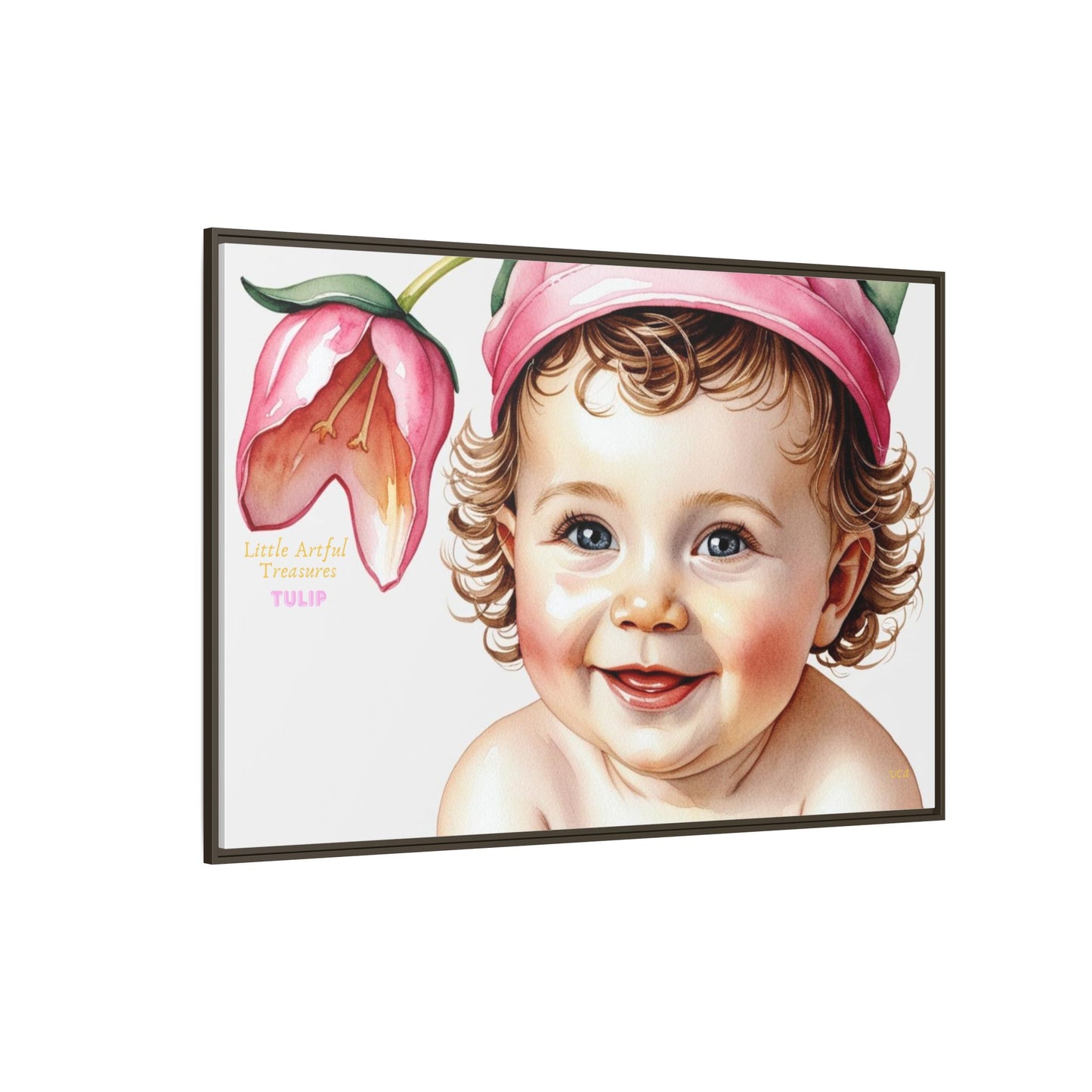 "Little Artful Treasures" Collection - 'Tulip' - Art Framed Matte Canvas Baby Portrait by vca