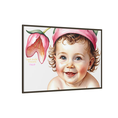 "Little Artful Treasures" Collection - 'Tulip' - Art Framed Matte Canvas Baby Portrait by vca