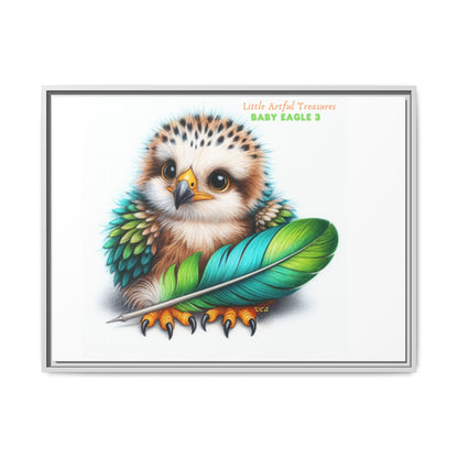 "Little Artful Treasures" Collection - Framed Canvas Wall Art— 'Baby Eagle 3 with Eagle Feather' by vca