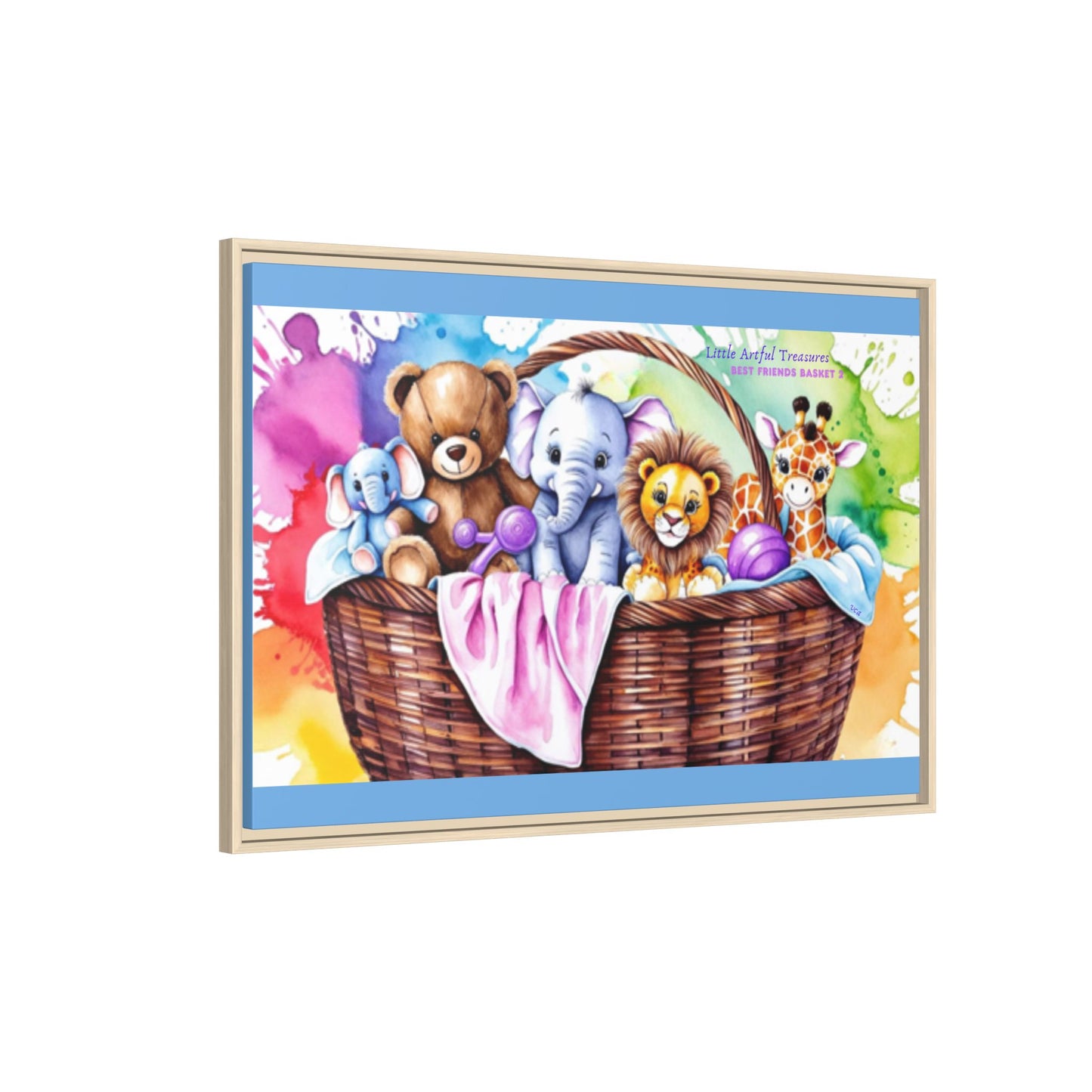 "Little Artful Treasures" Collection - Framed Nursery Canvas Wall Art — 'Best Friends Basket 2' by vca