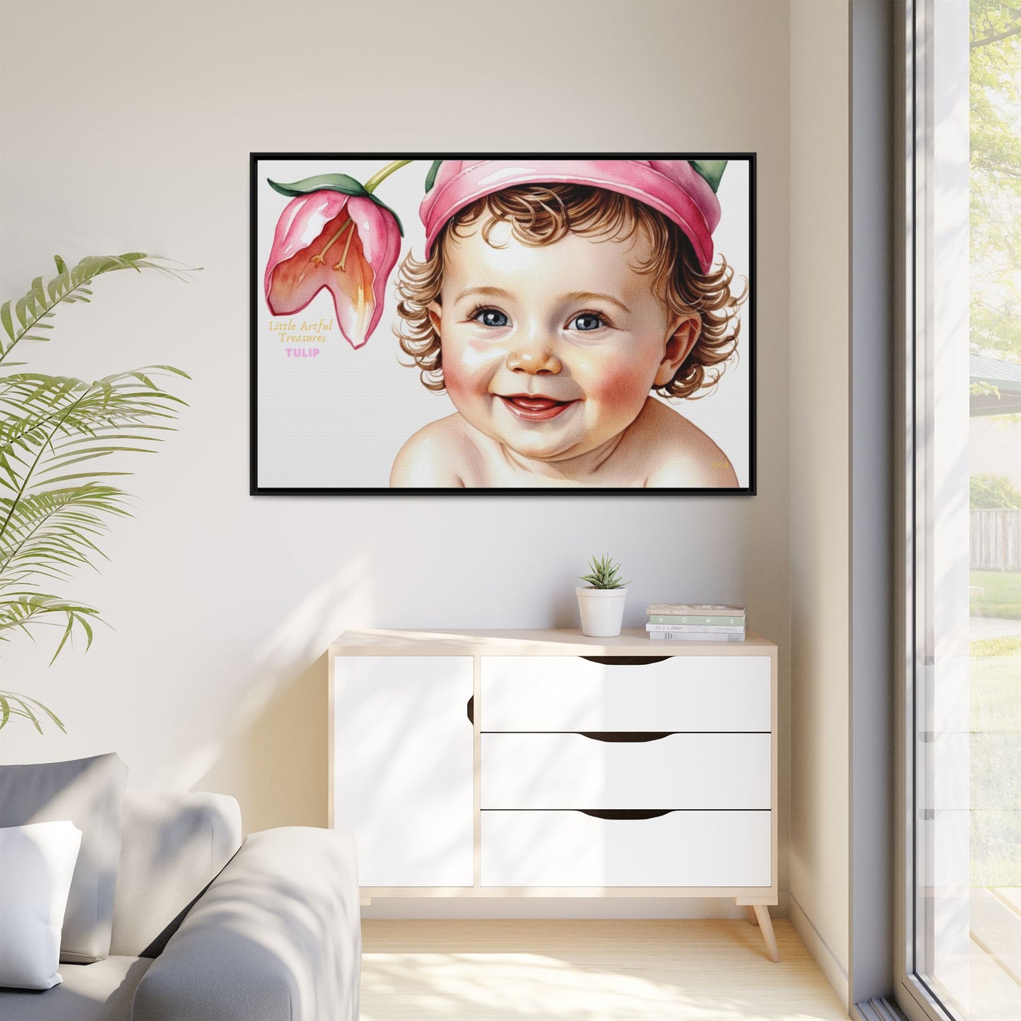 "Little Artful Treasures" Collection - 'Tulip' - Art Framed Matte Canvas Baby Portrait by vca
