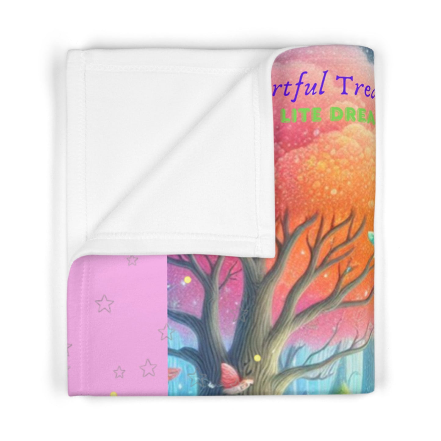 "Little Artful Treasures" Collection — Soft Fleece Nursery Throw with Enchanted Forest Design - 'Forest Lite Dreams 2' by vca