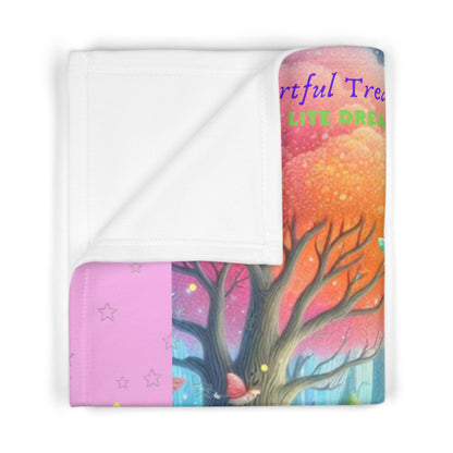 "Little Artful Treasures" Collection — Soft Fleece Nursery Throw with Enchanted Forest Design - 'Forest Lite Dreams 2' by vca