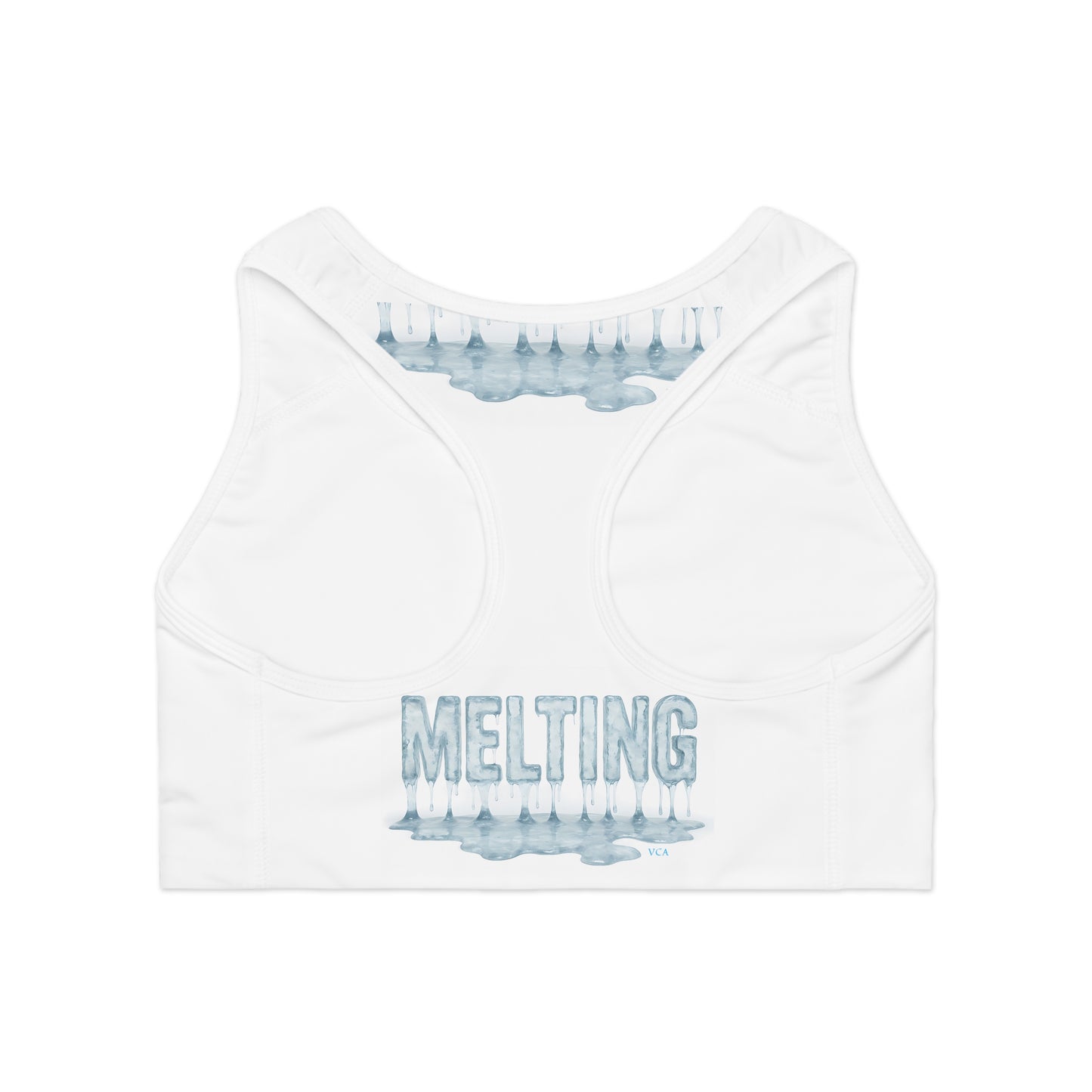"Elevated Style" Collection - 'Melting' Ice Designer Sports Bra (White) - by vca