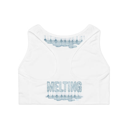 "Elevated Style" Collection - 'Melting' Ice Designer Sports Bra (White) - by vca