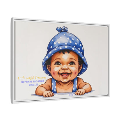 "Little Artful Treasures" Collection - 'Cupcake Frosting Giggles' by vca - Framed Baby Wall Art (Matte Canvas)