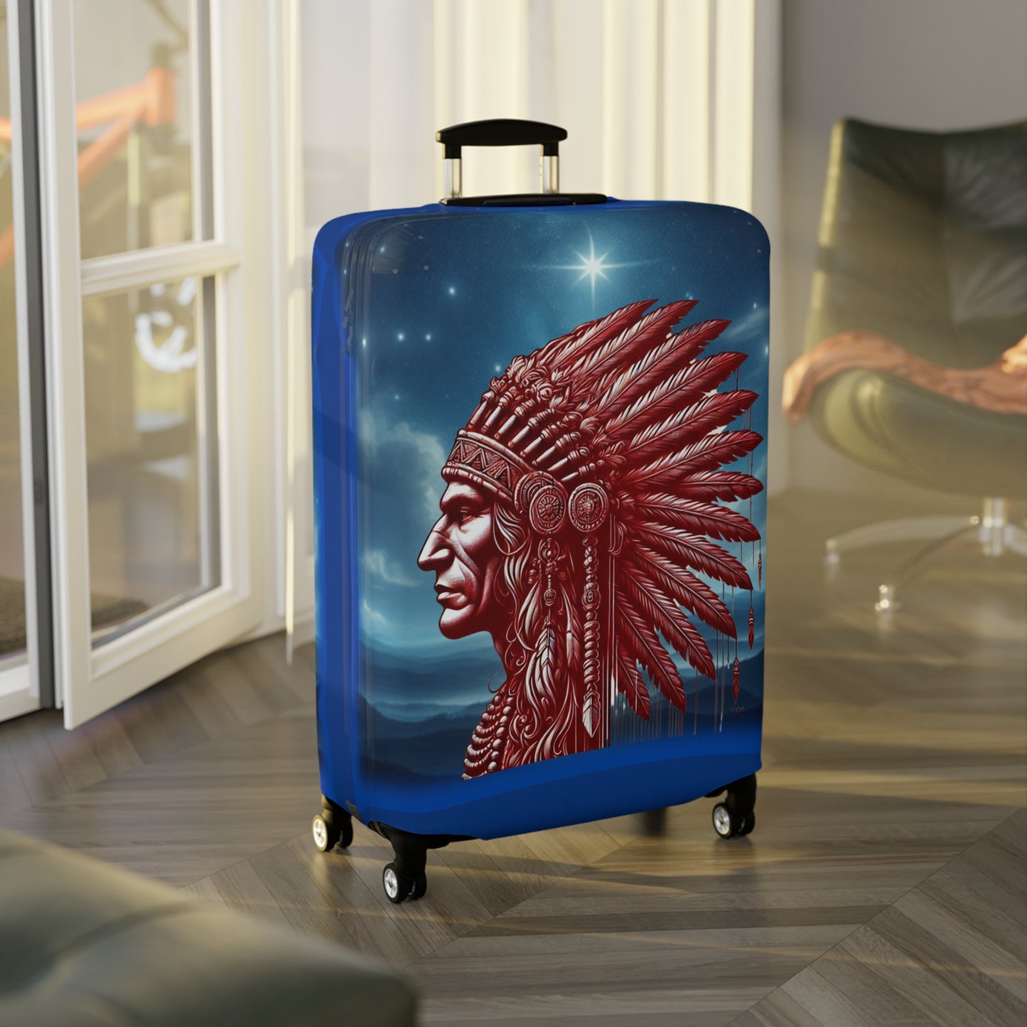 "Legacy of Liberty" Collection - Chief Profile Luggage Cover by vca — 2-sided design - Blue