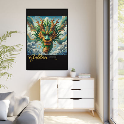 "Golden Touch" Collection - Framed Wall Art - " Gold & Emerald Flying Dragon" by vca