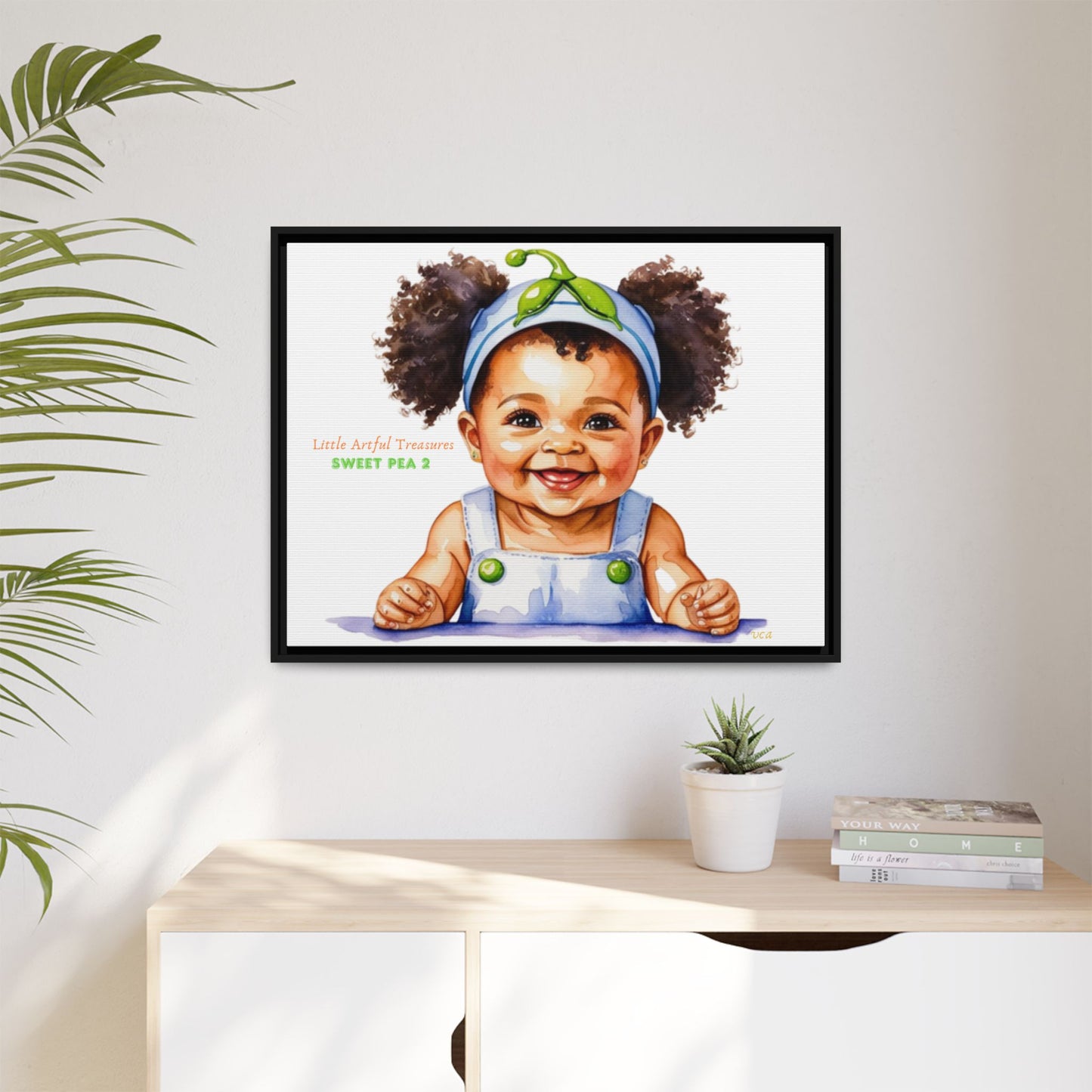 "Little Artful Treasures" Collection - Framed Canvas Print — "Sweet Pea 2" Baby Portrait by vca