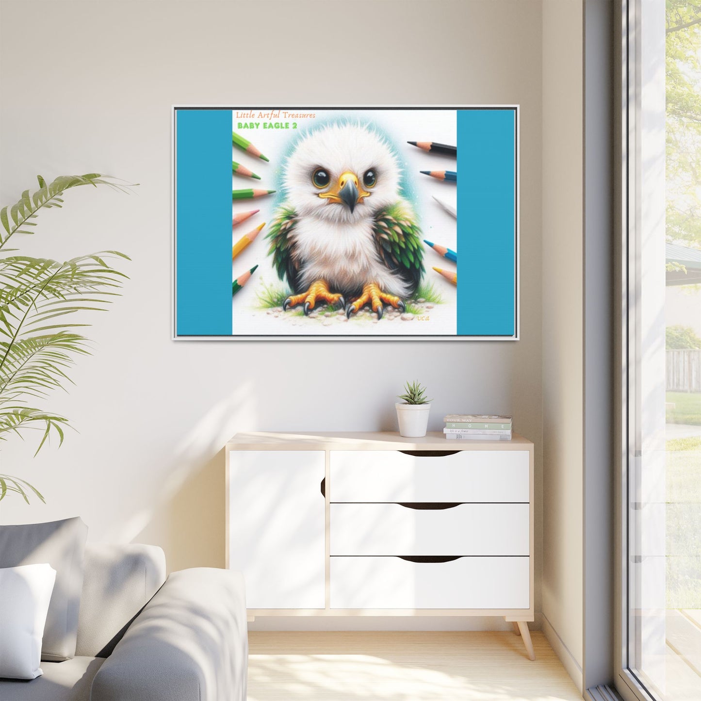 "Little Artful Treasures" Collection - Framed Canvas Wall Art — "Baby Eagle 2" by vca