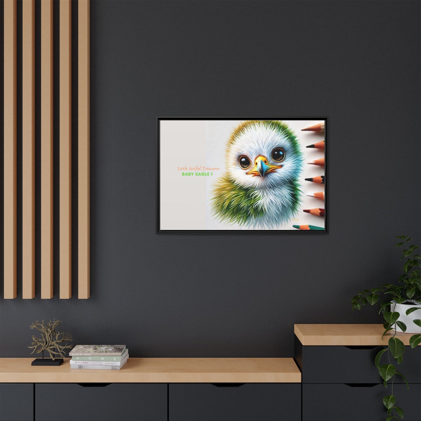 "Little Artful Treasures" Collection - Framed Matte Canvas - 'Baby Eagle 1' by vca