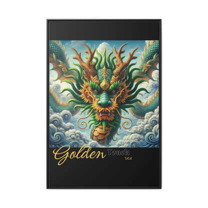 "Golden Touch" Collection - Framed Wall Art - " Gold & Emerald Flying Dragon" by vca