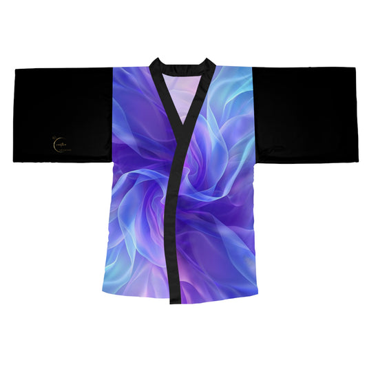 "Elevated Style" Collection - Designer Kimono Robe 'Purple hues' by vca - Black