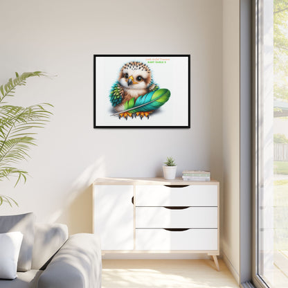 "Little Artful Treasures" Collection - Framed Canvas Wall Art— 'Baby Eagle 3 with Eagle Feather' by vca