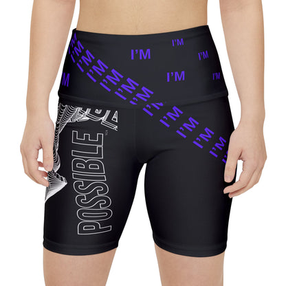 "Elevated Style" Collection - 'I'm Possible' design by vca - Designer Women's Workout Shorts
