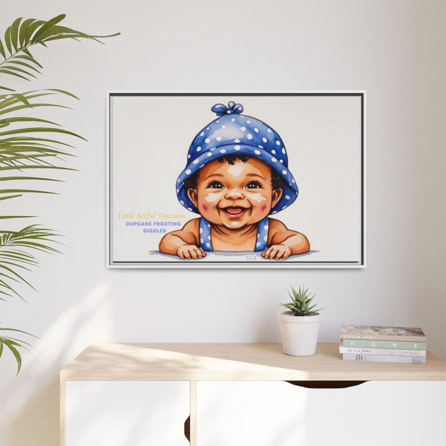 "Little Artful Treasures" Collection - 'Cupcake Frosting Giggles' by vca - Framed Baby Wall Art (Matte Canvas)