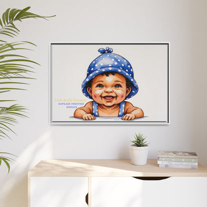 "Little Artful Treasures" Collection - 'Cupcake Frosting Giggles' by vca - Framed Baby Wall Art (Matte Canvas)