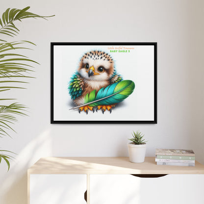 "Little Artful Treasures" Collection - Framed Canvas Wall Art— 'Baby Eagle 3 with Eagle Feather' by vca