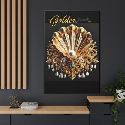 "Golden Touch" Collection - Framed Art Canvas - 'Emeralds & Pearls' by vca
