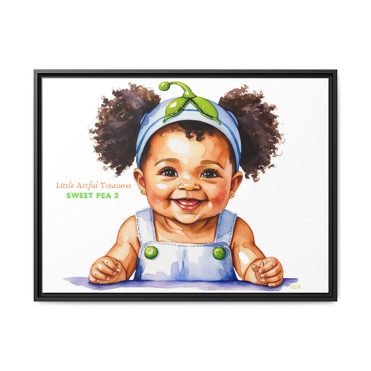 "Little Artful Treasures" Collection - Framed Canvas Print — "Sweet Pea 2" Baby Portrait by vca