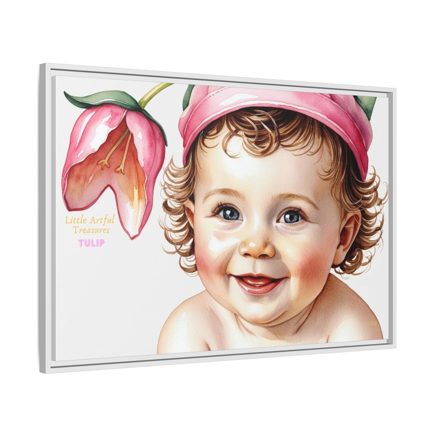 "Little Artful Treasures" Collection - 'Tulip' - Art Framed Matte Canvas Baby Portrait by vca