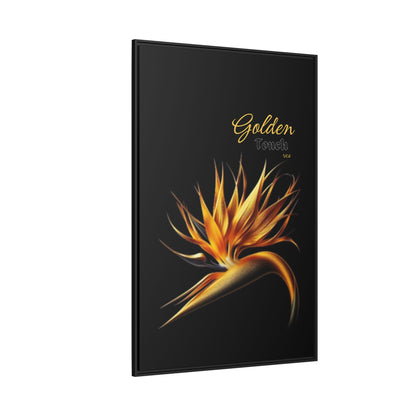 "Golden Touch" Collection - Matte Canvas, Framed Wall Art - 'Bird of Paradise 3" by vca