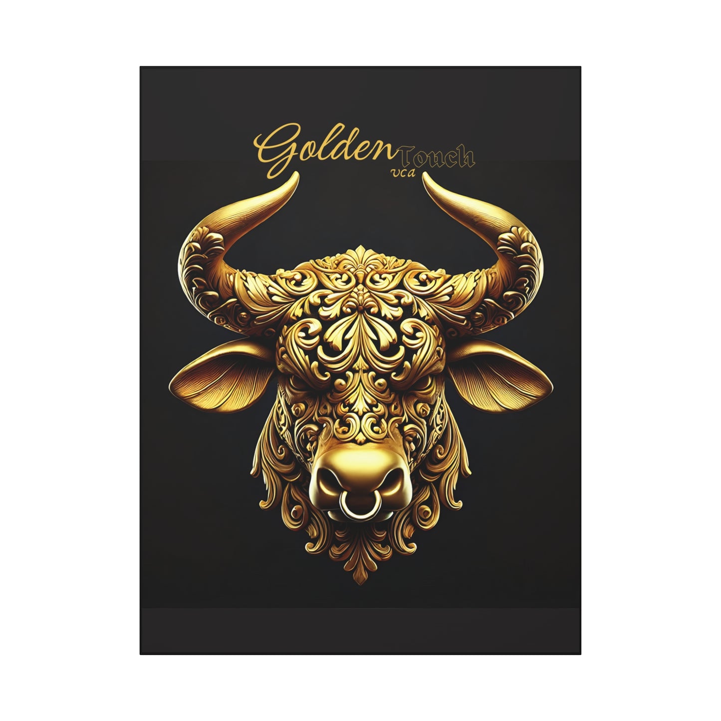 "Golden Touch" Collection - 'Taurus Head2' by vca - Framed Designer Matte Canvas